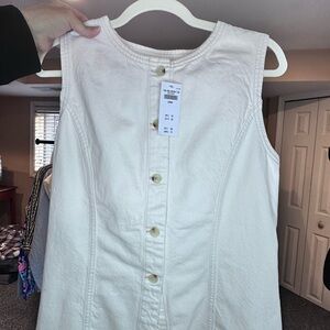 Abercrombie & Fitch Cream Sleeveless Long Denim Tie Vest
